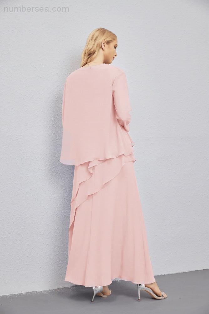 Abito da Sposa Madre con Cardigan Leggero Aperto Davanti Abito da Cerimonia Elegante 28081