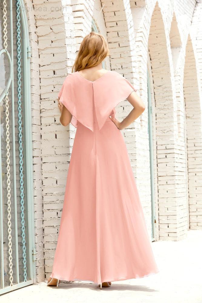 Mother of The Bride Dresses Plus Size V-Neck Floor Length Formal Prom Dress for Wedding Guest 28020