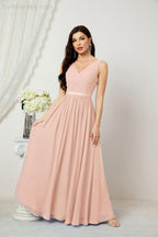 Abiti lunghi da damigella in chiffon da donna, linea a, senza maniche, abito formale da ballo per serata, abiti per festa di ritorno a casa 2808