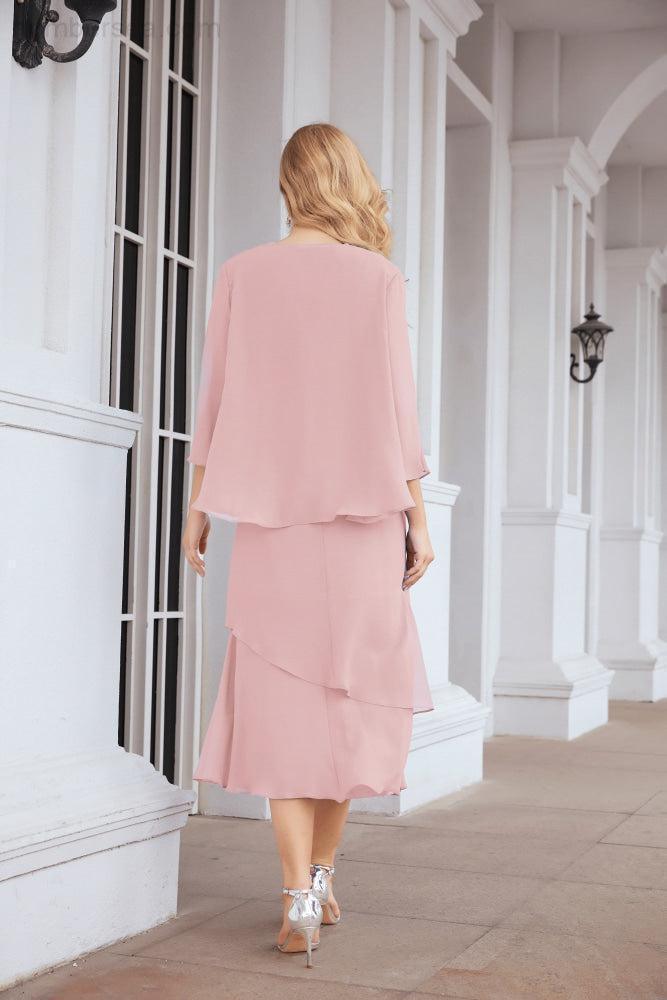 Vestido de fiesta formal de dos piezas en línea A para madre de la novia Numbersea 28072