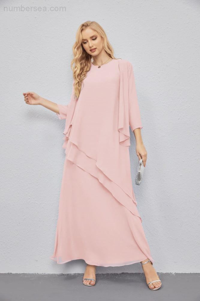 Abito da Sposa Madre con Cardigan Leggero Aperto Davanti Abito da Cerimonia Elegante 28081