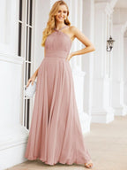 Crisscross Halter Bridesmaid Dresses for Party Wedding Evening Prom Maxi Ball Gowns 28053