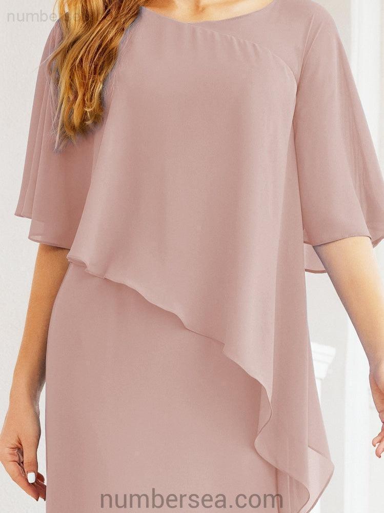Numbersea Festliches Abendkleid Lang Mutter der Braut Kleid mit Rüschencape 28026
