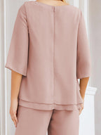 Numbersea Elegantes 2-teiliges Kleid für die Brautmutter Große Größen Hosenanzug mit Rüschenschichten Silberner Hausmantel 28064