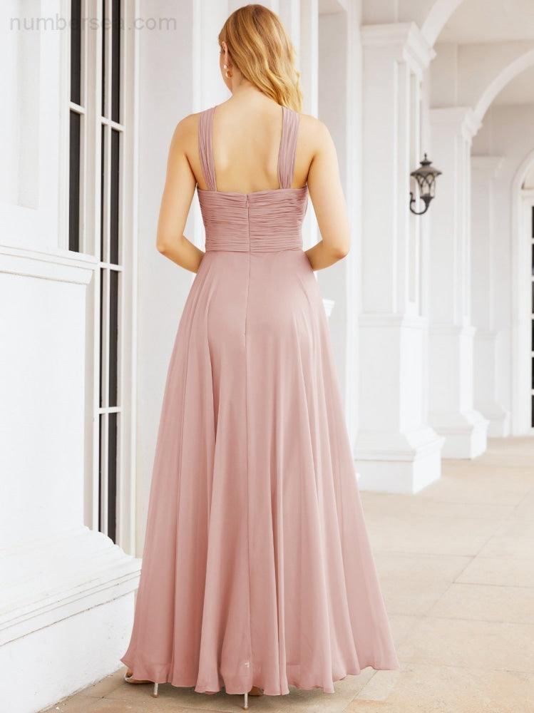 Crisscross Halter Bridesmaid Dresses for Party Wedding Evening Prom Maxi Ball Gowns 28053