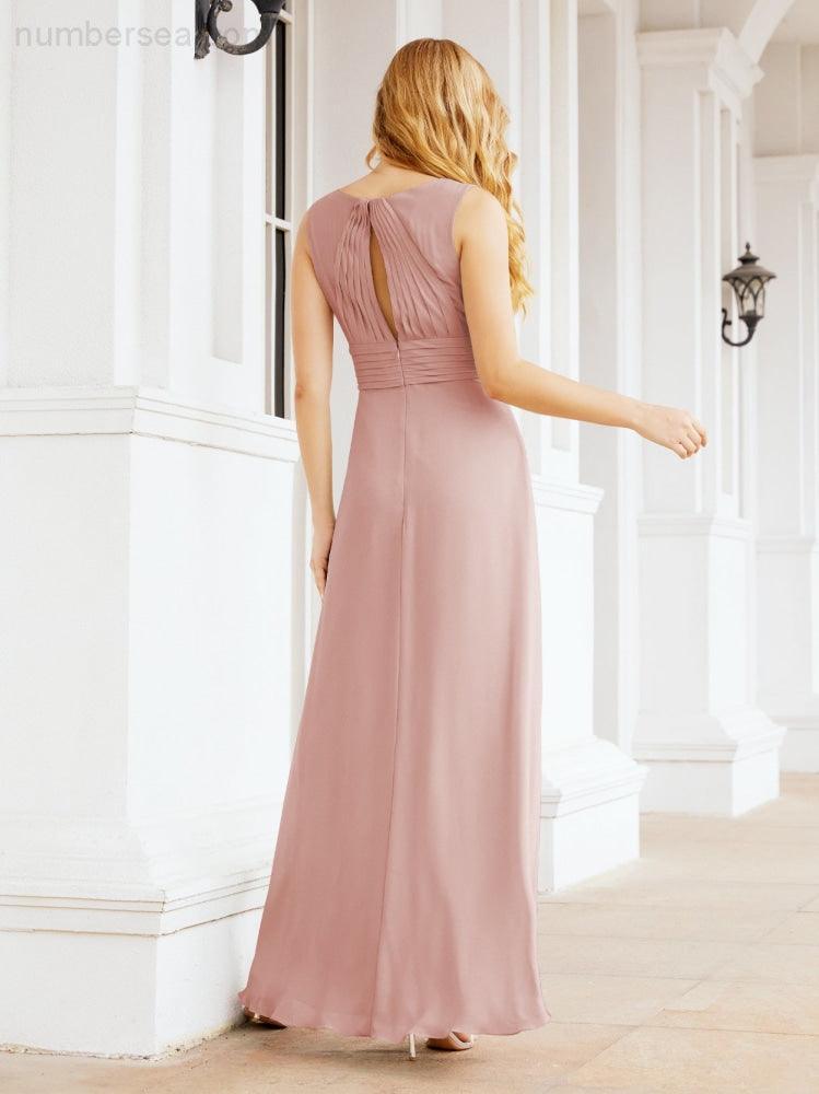 Formelles Ballkleid Elegantes ärmelloses Brautjungfernkleid mit V-Ausschnitt für Hochzeitsfeier 28037