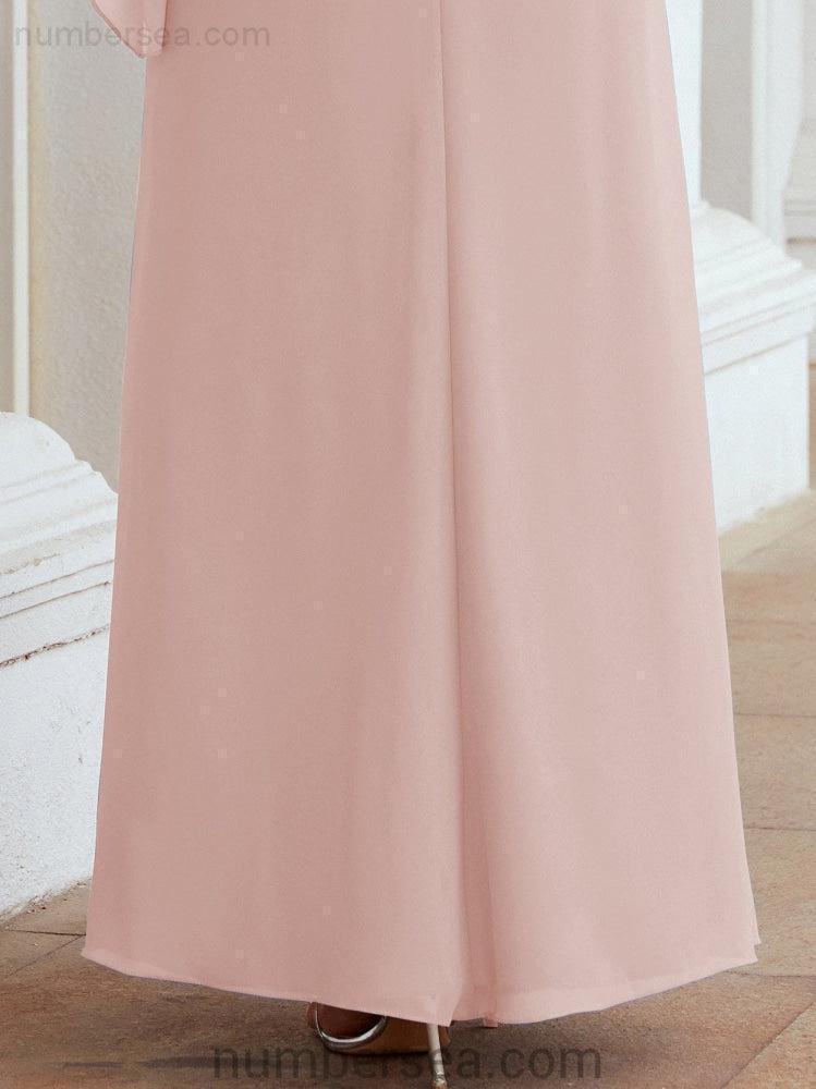 Numbersea Festliches Abendkleid Lang Mutter der Braut Kleid mit Rüschencape 28026