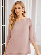 Numbersea Elegantes 2-teiliges Kleid für die Brautmutter Große Größen Hosenanzug mit Rüschenschichten Silberner Hausmantel 28064