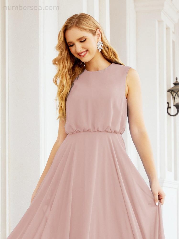 Sleeveless Long Bridesmaid Dress A line Formal Evening Prom Gown 28025