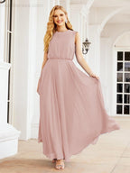 Sleeveless Long Bridesmaid Dress A line Formal Evening Prom Gown 28025