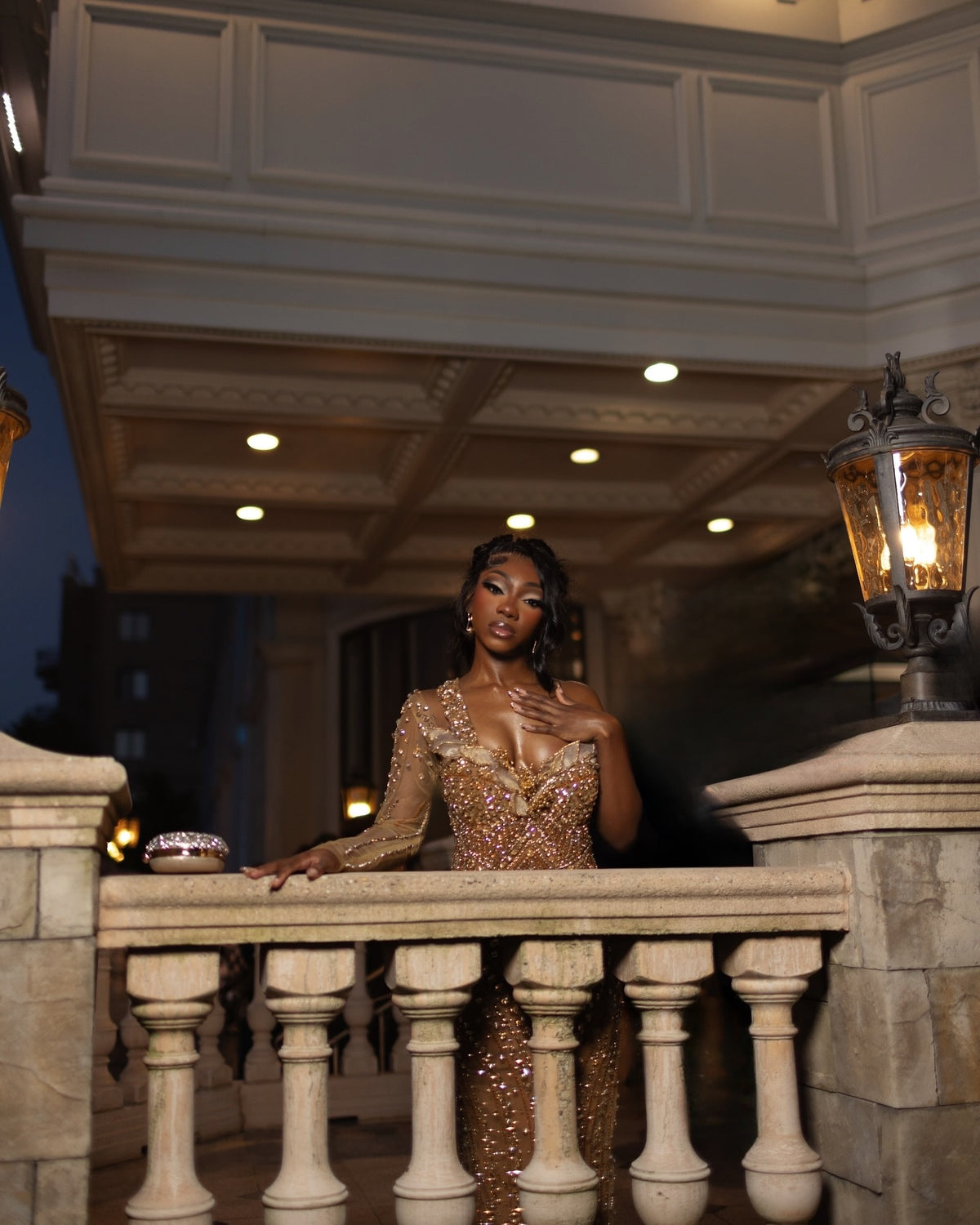 2026 Golden Hour Beaded Prom Dress Opulent Nude Gold Sequin Gown One Shoulder