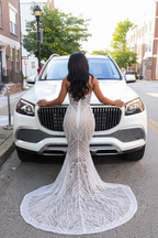 Silver Crystal Illusion Mermaid Gown Sweetheart Neckline Off Shoulder Straps