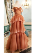 Strapless Off The Shoulder Prom Dress With Tulle Long Gown
