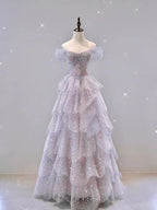 Vestido de Baile Deslumbrante com Ombros Descobertos em Tule para Baile de Finalistas Vestido de Noite Y7580