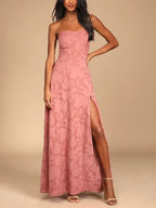 Abendkleid, trägerloses, schmal geschnittenes Maxikleid mit Schlitz 