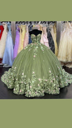 Vestidos Verdes para Quinceanera Vestido de Baile de Princesa Aplicações Flores 3D Festa Doce 15 Y121