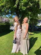 Diferentes Estilos de Vestidos de Noite com Decote Halter Vestido de Baile Cor-de-Rosa em Linha A com Camadas de Tule Vestido de Baile Y288