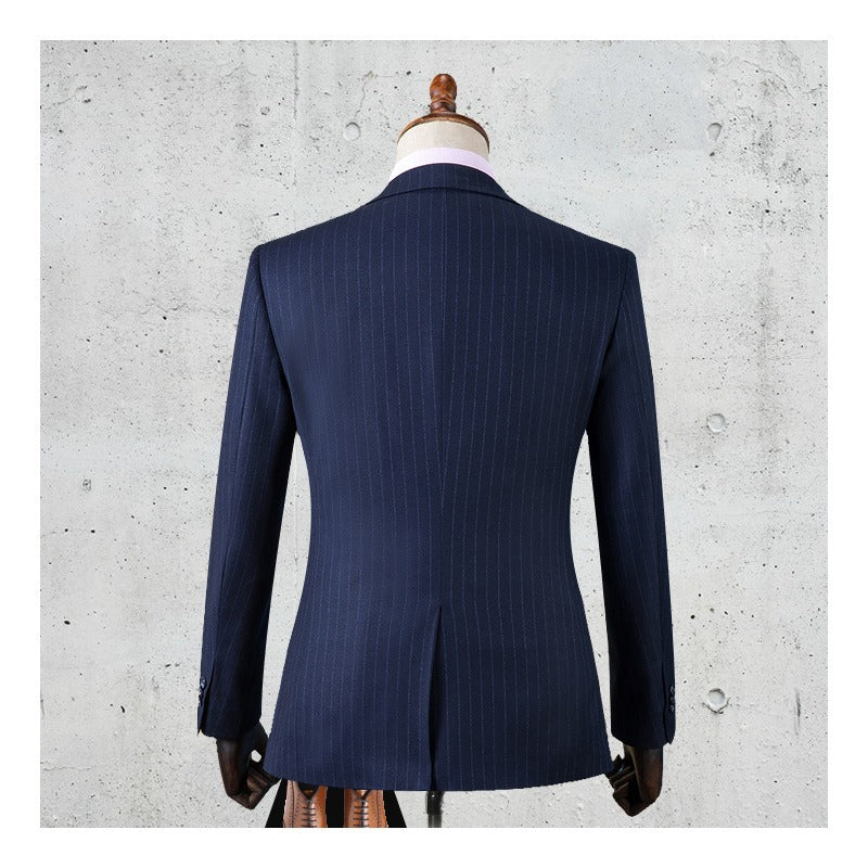 Striped Mens Suit For Business Formal Wedding Groom Groomsman Jacket