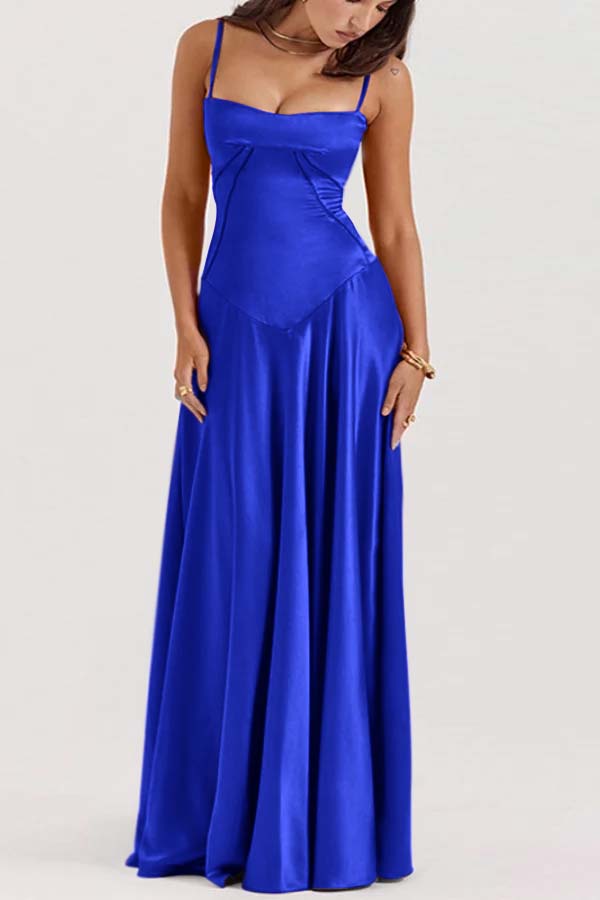 Spaghetti Strap Sleeveless Long Pleated Ruffle Prom Dress