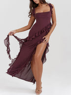 Robe longue à volants Mulberry