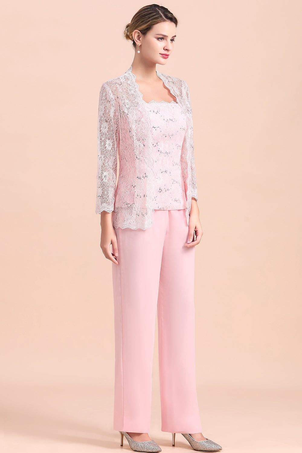 BMbridal Elegant Strapless Appliques Mother of Bride Jumpsuit with Long Sleeves Wraps