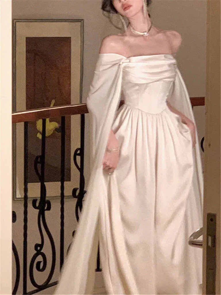 Abito da sera bianco donna elegante nuova moda abito da festa serale signora Y4457