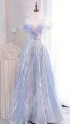 Roxo fora do ombro lantejoulas tule longo vestido de baile roxo vestidos de noite formais y4451