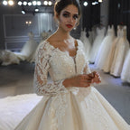 Elegant Train Sweetheart Backless A Line Wedding Dress With Lace Appliques