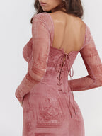 Robe corset imprimée rose
