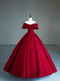 Vestido de Baile Vermelho Escuro com Ombros Descobertos, Vestido Doce 15 Y6962
