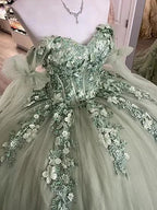 Vestido de Baile de Mulher com Alças Finas, Aplicação de Renda para Festa de 15 e 16 Anos, Modelo Y3038