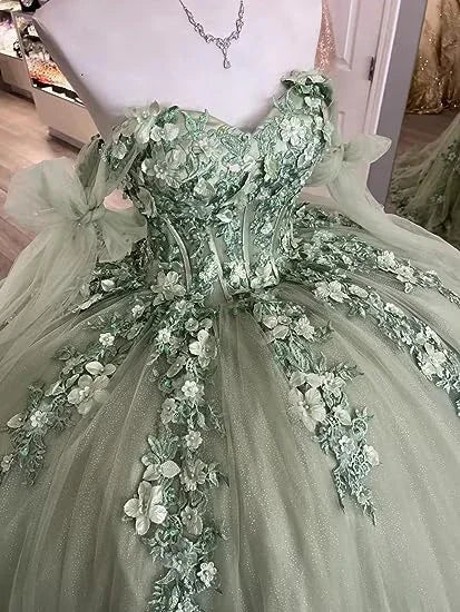 Vestido de Baile de Mulher com Alças Finas, Aplicação de Renda para Festa de 15 e 16 Anos, Modelo Y3038