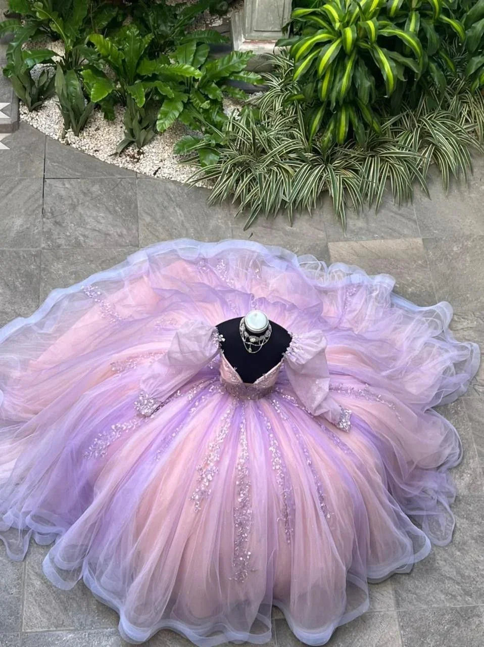 Vestido de baile vintage de tul, vestido para dulce dieciséis, vestido de princesa Y2353