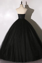 Black lace long ball gown dress A line formal dress Y1295