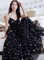 Sexy Black Sweetheart Tulle Long Party Dress Chic Black Evening Dress Prom Dress Y1159