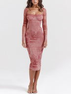 Robe corset imprimée rose