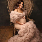 Chic Maternity Tulle Gown Maternity Dress Champagne Tulle Maternity Dresses for Photo Shoot Robe Pregnant Women Formal G