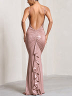 TARUXY PU Abito Sexy da Giorno per Donna Bodycon Piege Vita Alta Balze Abito da Sera Donna 2024 Abito da Festa Senza Schienale Tubino Donna