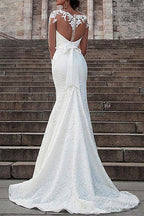 Mermaid Lace Wedding Dress With Long Sleeves For Modern Elegant Bride