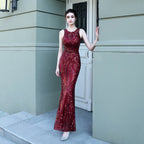 Sequined Fishtail Long Evening Dress Car Model Exhibition Performance Banquet Etiquette Dress
