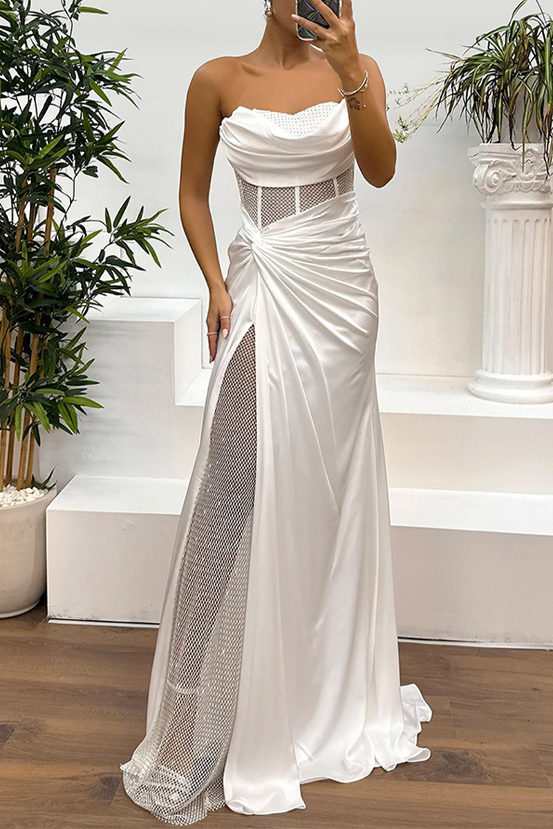 Sexy, trägerloses Abendkleid mit Rüschen und Pailletten (5 Farben) 