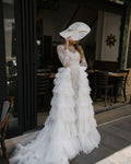 Unmissable White Applique Floor Length Wedding Dress With Lace Bodice