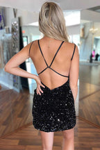 Bodycon V Neck Sequins Homecoming Dress