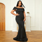Vestido de Noite Longo de Luxo Leve para Mulheres de Tamanho Grande para Casamento e Festa