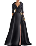 Vestido de jantar longo dividido de luxo leve
