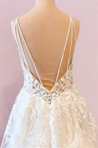 Stunning Floor Length A Line Wedding Dress Sweetheart Neckline Spaghetti Straps