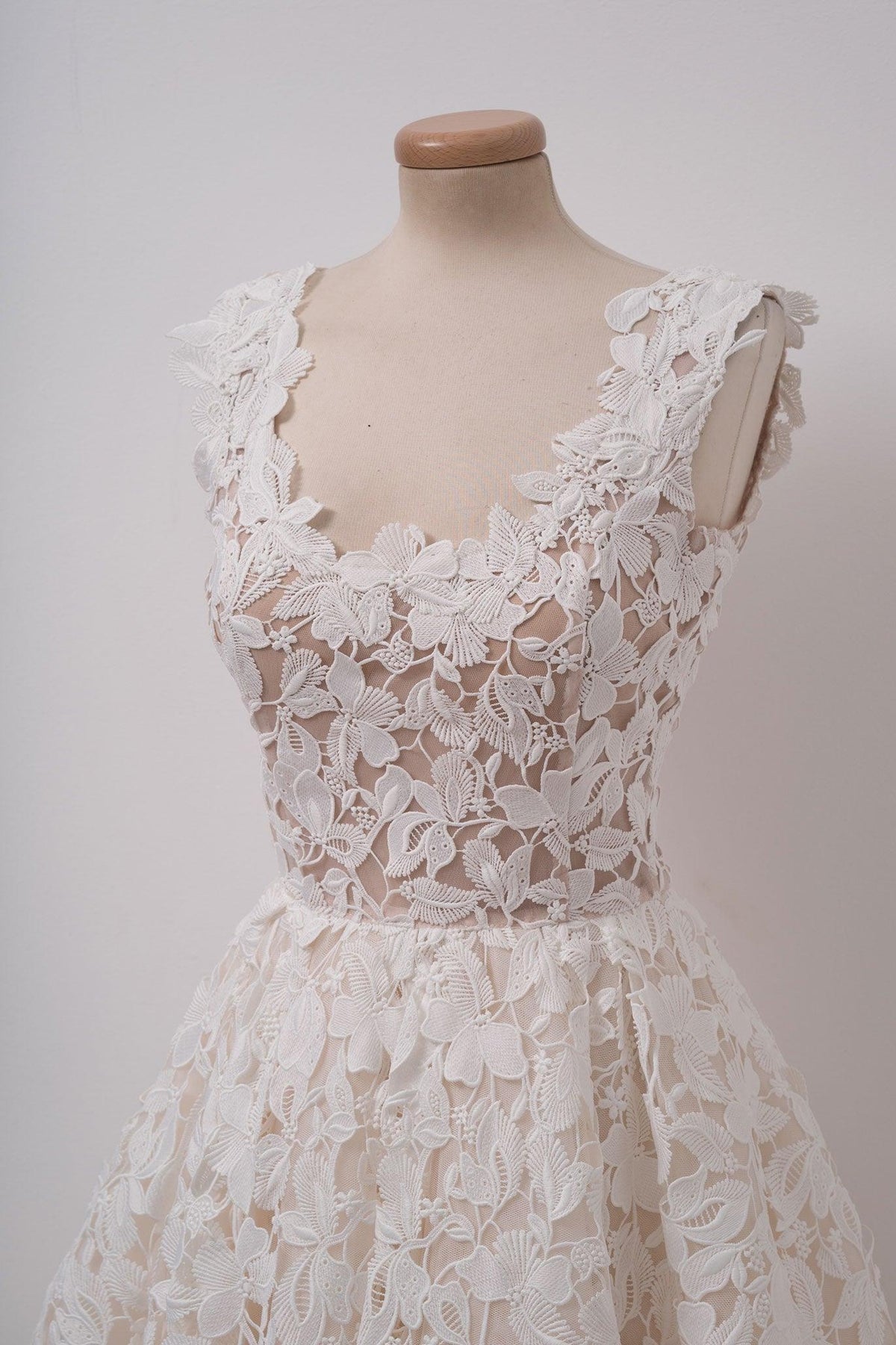 A-line Ivory Lace Homecoming Dresses Square Neck Short Prom Dress