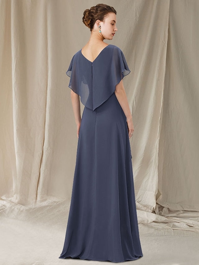 V Neck A Line Princess Gown For Mother Of The Bride