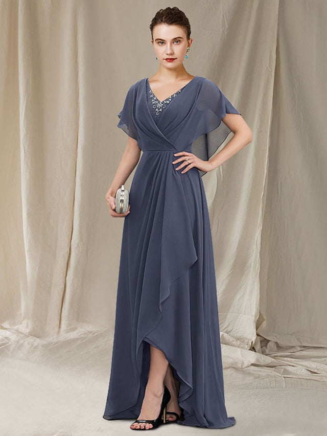 V Neck A Line Princess Gown For Mother Of The Bride