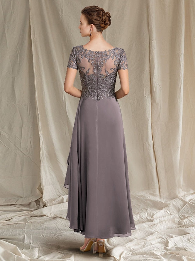 V Neck A Line Princess Tea Length Dresses For The Mother Of The Bride